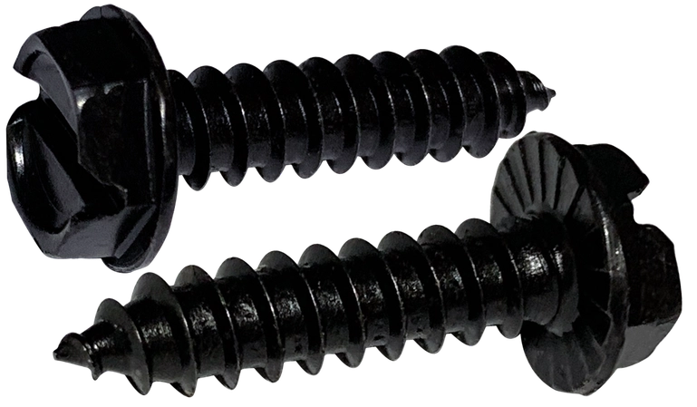 #8 X 3/8" Type AB Self Tapping Sheet Metal Screws | Serrated Indented Hex Washer Head | Slotted Drive | Steel Black Oxide (10000/Pkg.)