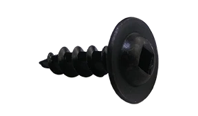 #8 X 1-1/2" Wood Screws | Deep Thread | Square Drive | Round Washer Head | Fully Threaded | Steel Black Oxide (2500 / Pkg.)