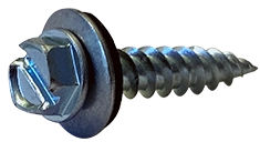 #8 X 2" Self Piercing Screws with Bonded Sealing Washer | Indented Hex Washer Head | Slotted Drive | Steel Zinc Plated (1000 / Pkg.)