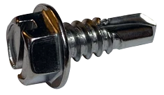 #8-18 X 2-1/2" Self-Drilling Screws | Indented Hex Washer Head | Slotted Drive | Point Type 2 | Steel Zinc Plated (2000/Pkg.)