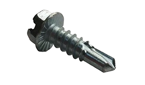 #8 X 1/2" Self-Drilling Screws | Indented Hex Washer with Serration Head | Slotted Drive | Steel Zinc & Bake (10000/Pkg.)