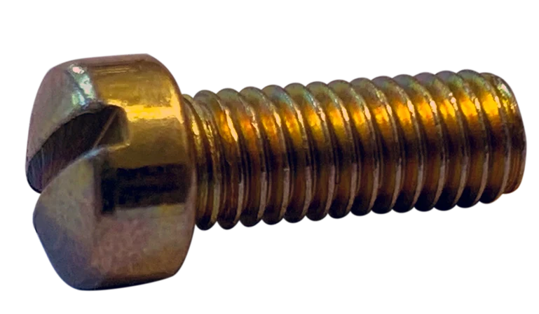 #10-32 X 1-1/4" Machine Screws | Indented Hex Head | Slotted Drive | Steel Zinc Plated (3000/Pkg.)