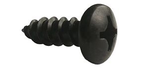 #10 X 1-1/2" Type A Self Tapping Sheet Metal Screws | Pan Head | Phillips Drive | Steel Black Zinc & Bake (3000/Pkg.)