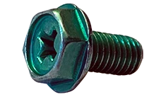 #10-32 X 1/2" Machine Screws | Indented Hex Head | Phillips Drive | Steel Green Plated (6000/Pkg.)