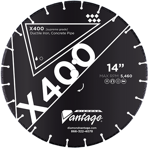 Diamond Vantage 1612BEDDIX4-4 | 16" x 0.125" Diamond Blade for Ductile Iron/Concrete Water Mains | X400 - DUCTILE IRON