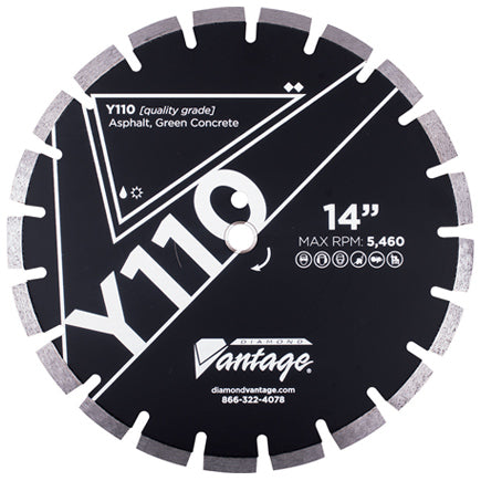 Diamond Vantage 1812EY2-4T | 18" x 0.125" x 1" Diamond Blade for Asphalt/Green Concrete | Y110 - ASPHALT 12mm Segments