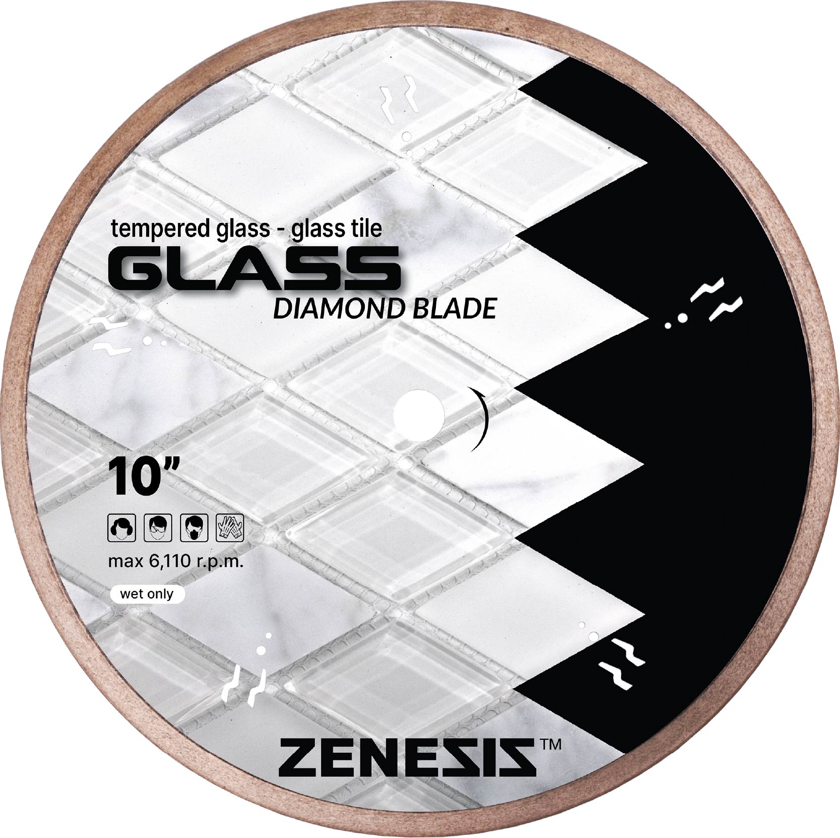 Diamond Vantage S-1006AWGZ | 10" x 0.060" x 5/8" Diamond Blade for Glass | ZENESIS GLASS