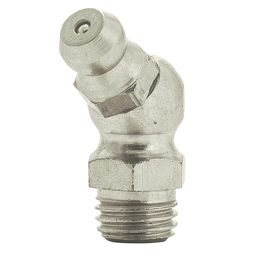 M8 x 1 45 Degree Metric Grease Fitting | Steel Zinc Yellow (200 / Bag)