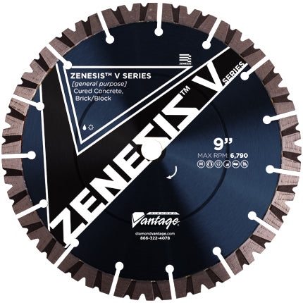 Diamond Vantage 2412EDUZX5-2V | 24" x 0.125" x 1" Diamond Blade for Concrete/Masonry | ZENESIS V SERIES ZX5 15mm Segments
