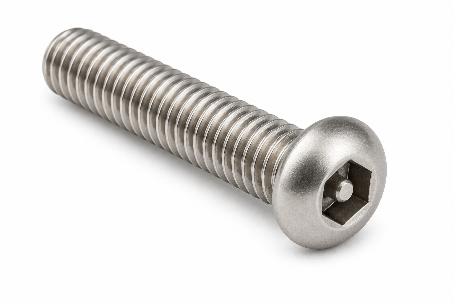 1/4-20 X .280" Tamper Resistant Machine Screws | Button Head Pin-In Hex Socket Drive | 18/8 Stainless Steel (100 / Pkg.)