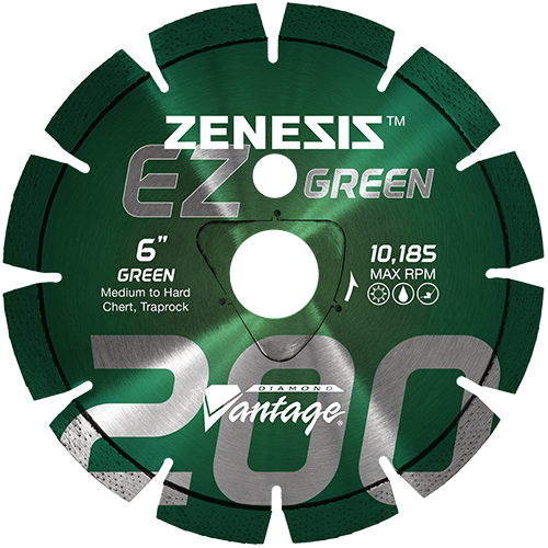 Diamond Vantage 1425EZ200Z | 14" x 0.250" Early Entry Saw Diamond Blade for Medium-Hard Aggregate/Early Entry Green Concrete/Traprock | Z200 GREEN