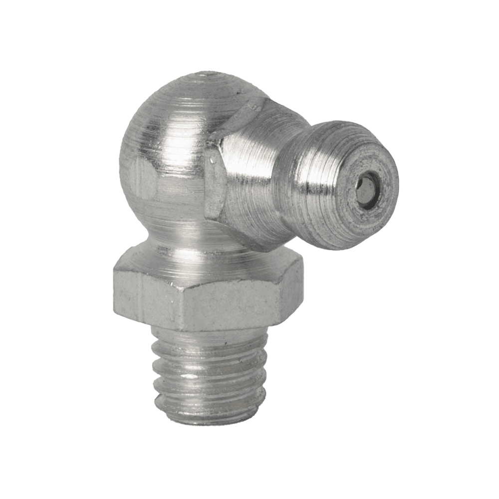 M6 x 1 90 Degree Metric Grease Fitting | Steel Zinc Clear (200 / Bag)