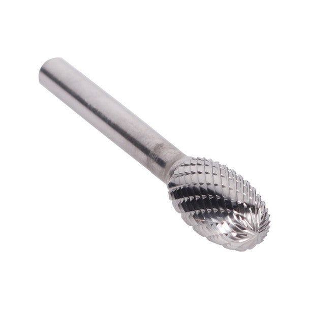 3/8" X 5/8" Oval Double Cut Carbide Bur | Solid Carbide | 1/4" Round Shank | DULSE3