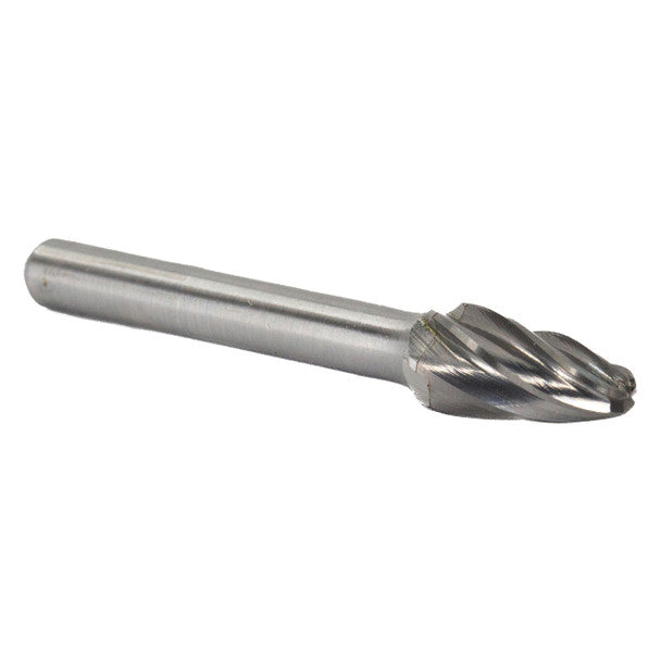 1/2" X 1" Tree Carbide Bur for Aluminum | Solid Carbide | 1/4" Round Shank | DULSF5NF