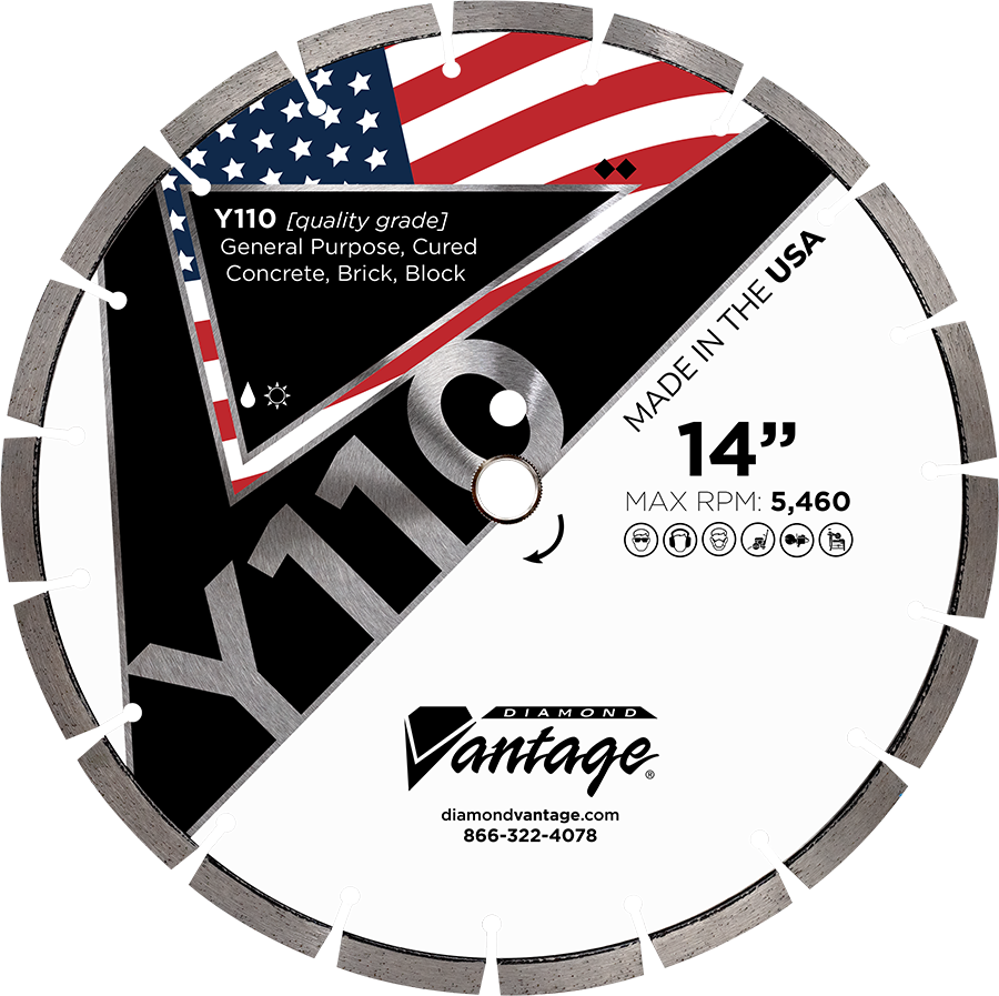 Diamond Vantage 2414EY1-2 | 24" x 0.140" x 1" Diamond Blade for Concrete/Masonry | Y110