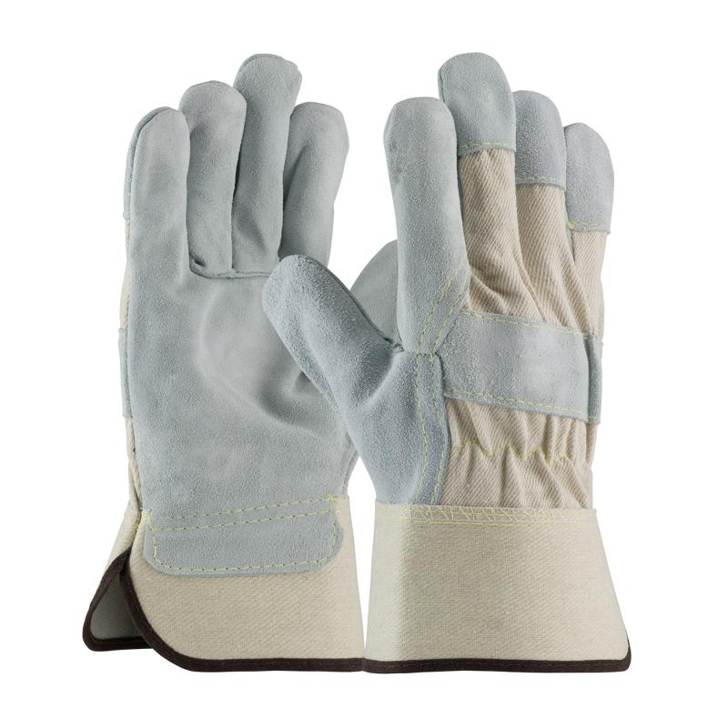 PIP White Heavy Split Cowhide Canvas Back & Kevlar Stitched Leather Palm Gloves - Rubberized Safety Cuff XL (12 / Pkg.)