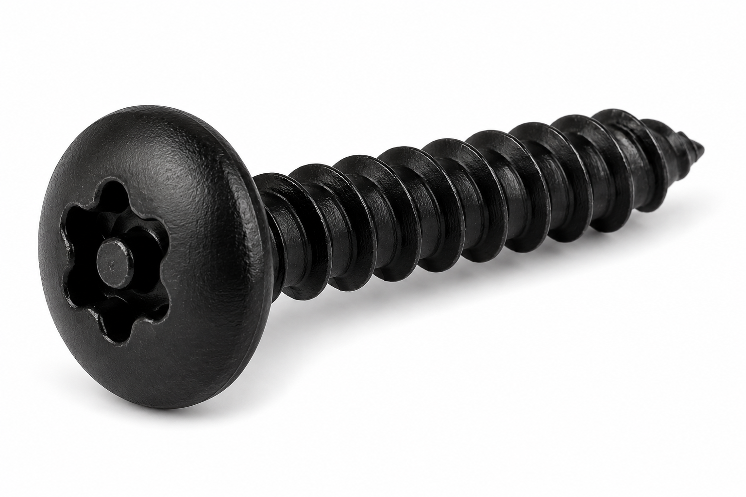 1/4 X 2" Tamper Resistant Sheet Metal Screws | Truss Head Pin-In Six Lobe Drive | Steel Black Oxide (100 / Pkg.)