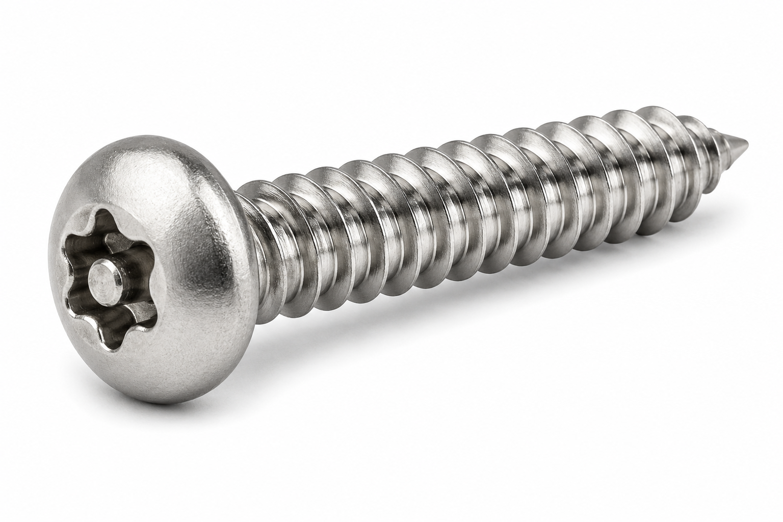 #8 X 1/2" Type AB Tamper Resistant Sheet Metal Screws | Button Head Pin-In Six Lobe Drive | 18/8 Stainless Steel (100 / Pkg.)