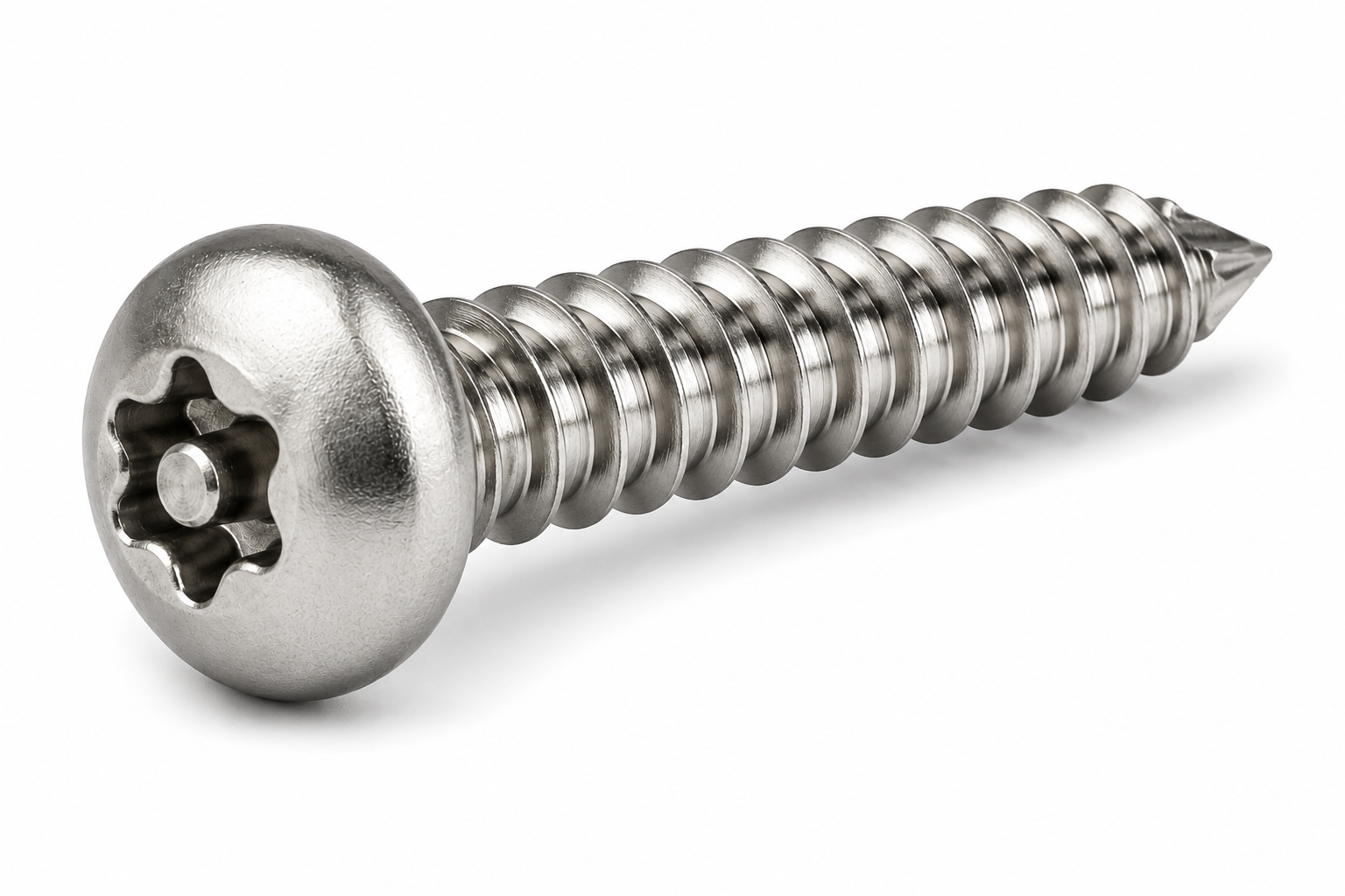 #10 X 3/4" Type B Tamper Resistant Sheet Metal Screws | Button Head Pin-In Six Lobe Drive | 18/8 Stainless Steel (100 / Pkg.)