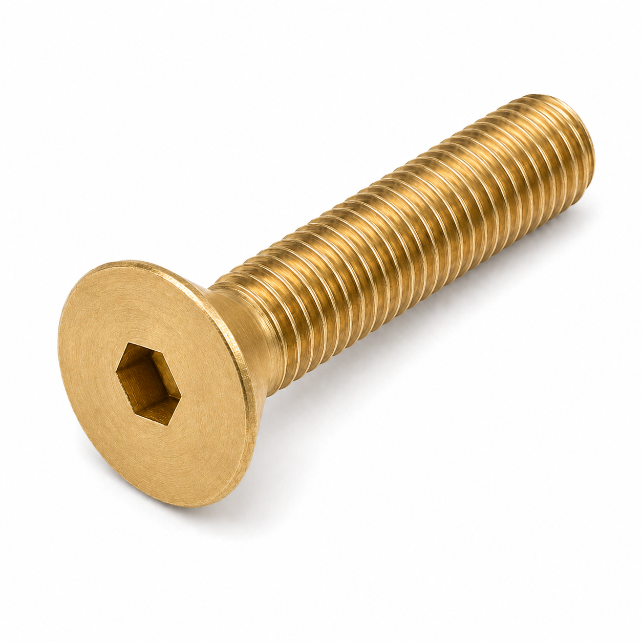 #10-24 X 1/2" Socket Cap Screws | Flat Head Hex Socket Drive | Brass (100 / Pkg.)