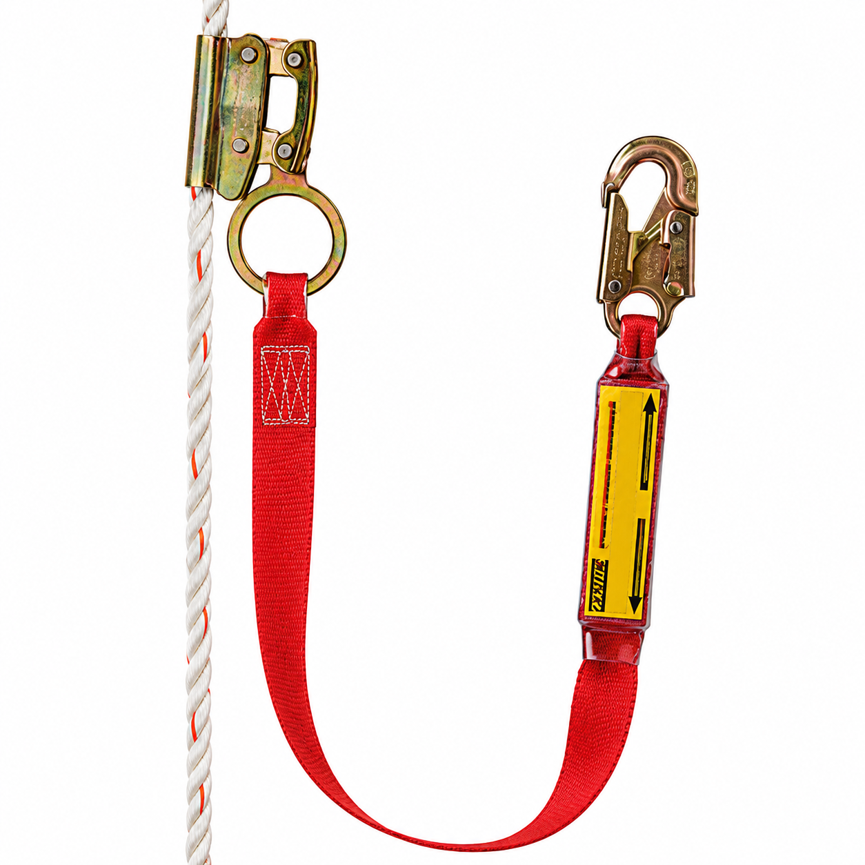 Gemtor Rope Grab | with 3' Energy Absorbing Lanyard | for 5/8" Synthetic Rope Lifelines