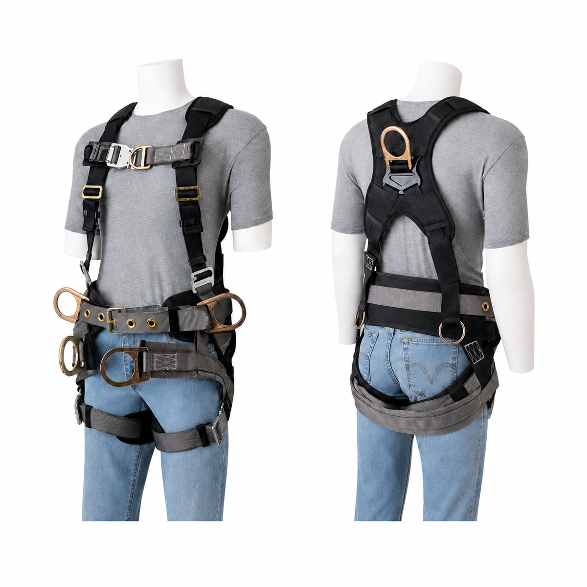 Gemtor Full Body Harness | "X" Back | Lumbar & Leg Pads | Seat Sling | Front/Hip D-Rings | w/TRS-01 | Polyester