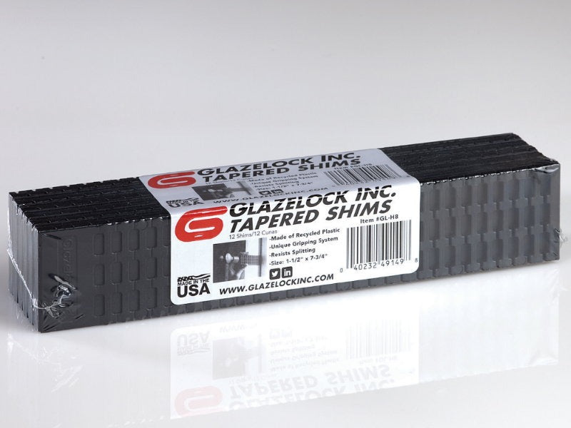 Glazelock Tapered Shims | Wrapped 12-Packs | Black Plastic