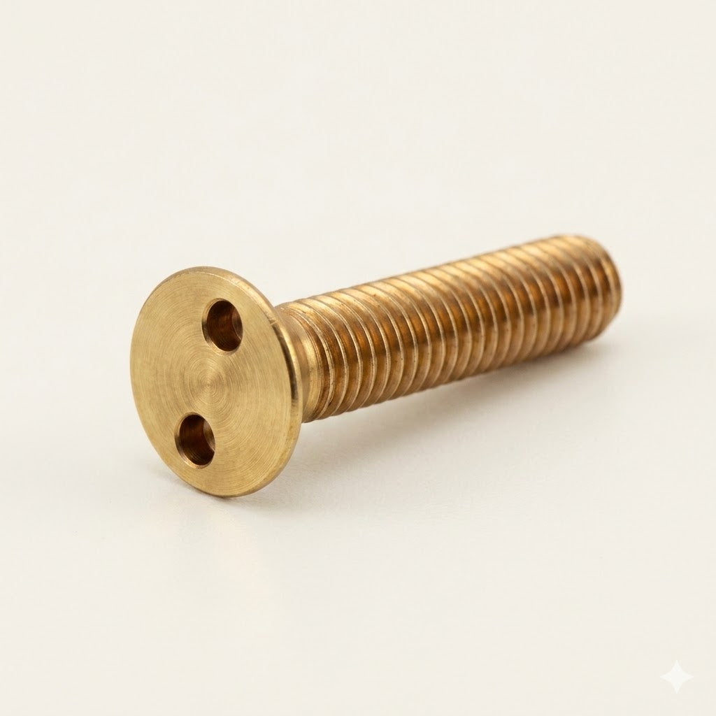 #10-24 X 1/2" Tamper Resistant Machine Screws | Flat Head | Spanner Drive | Brass (100/Pkg.)