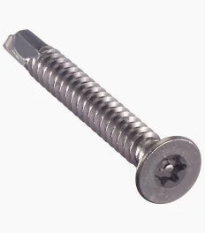 #10 X 2" Tamper Resistant Self-Drilling Screws | Flat Head | Pin-In Six Lobe Drive | 410 Stainless Steel (100/Pkg.)