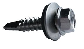 #8-18 X 1/2" Indented Hex Washer Self-Drilling Screws with Bonded EPDM Washer in 18/8 Stainless Steel