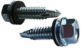 5-16/4 X 2" Self-Drilling Screws | Hex Neoprene Washer Head | Point Type 3 | Steel Zinc Plated (600/Pkg.)