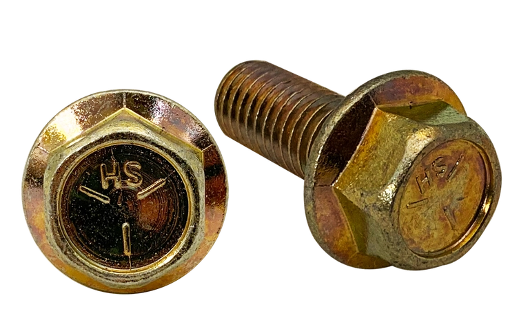 Flange Bolts, Serrated Hex Washer Head, Grade 5 Steel Zinc Yellow
