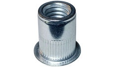 Flat Head Ribbed Rivet Nut, Aluminum, Cleaned & Polished