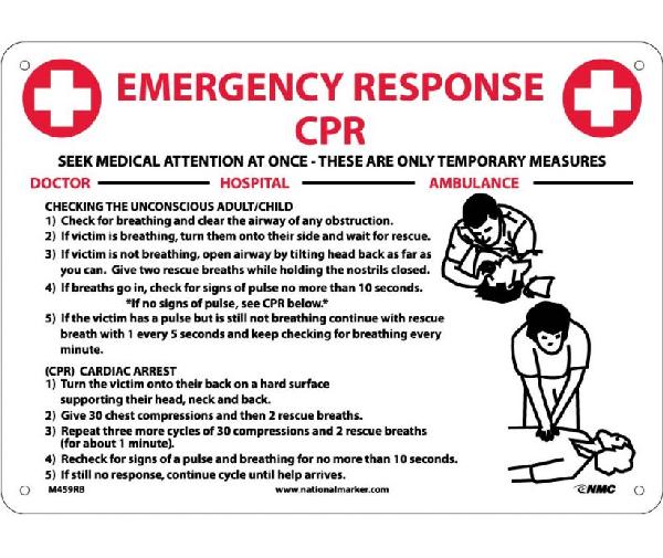 Emergency Response Cpr Instructions Sign Mutual Screw Supply