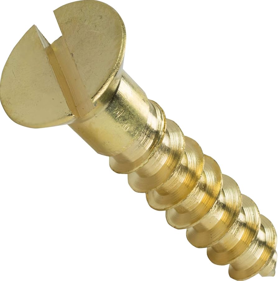 #4 X 1/4" Wood Screws | Slotted Drive | Flat Head | Brass (100 / Pkg.)