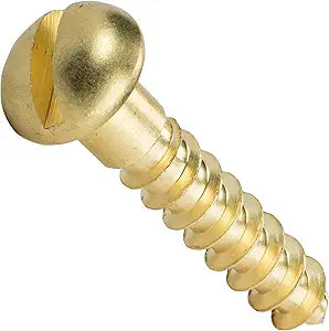 #5 X 1/2" Wood Screws | Slotted Drive | Round Head | Brass (100 / Pkg.)