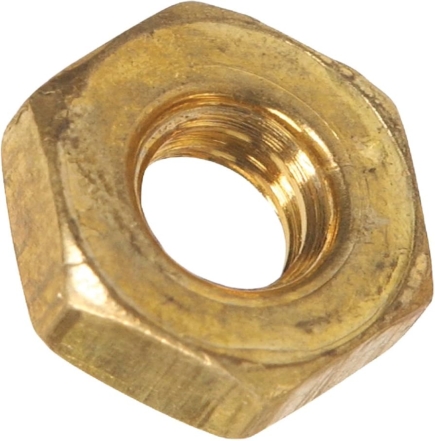 [100 PKG] Hex Machine Screw Nuts Brass 6/32