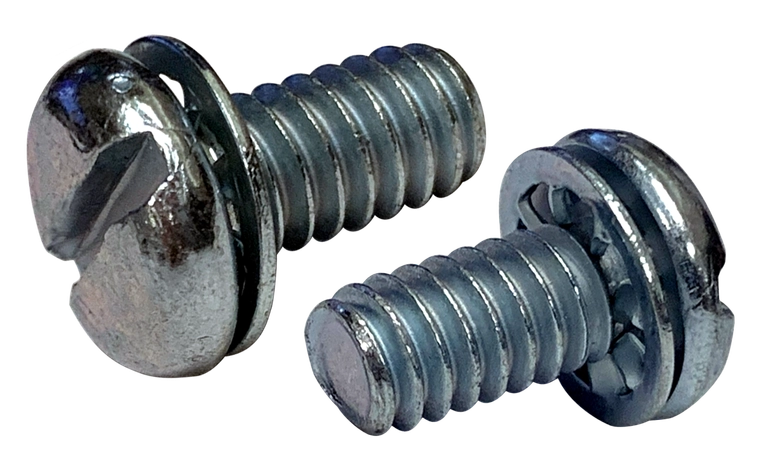 [5000 BULK] Internal Washer Sem Screws | Pan Head | Slotted Drive | Steel Zinc Plated | #10-32 X 1/4