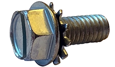 [10000 BULK] External Washer Sem Screws | Hex Washer Head | Slotted Drive | Steel Zinc & Bake | #8-32 X 5/16