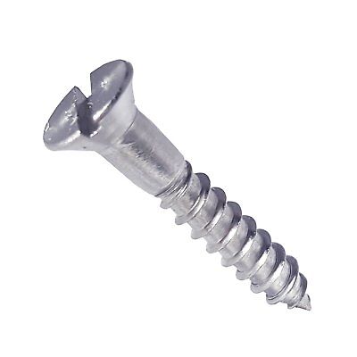 [100 PKG] Wood Screws Slotted Drive Flat Head 18/8 Stainless 12 X 2
