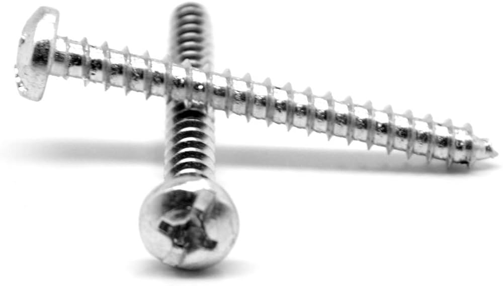 [100 PKG] Sheet Metal Screws Type A Combination Pan Head Steel Zinc Plated #7 X 3/4