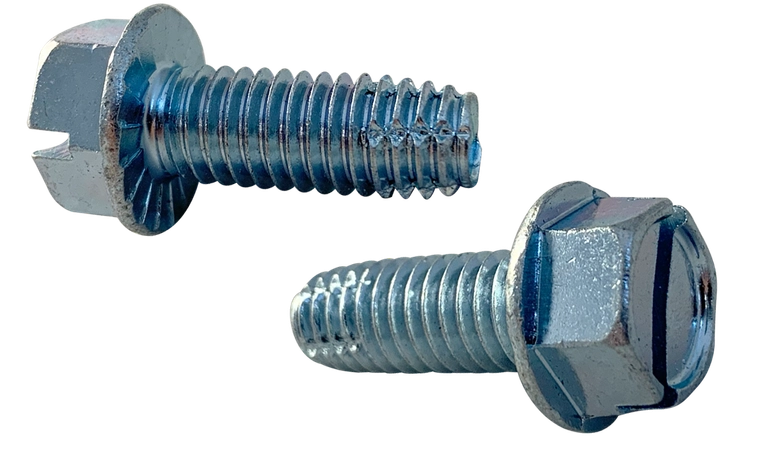 [1000 PKG] Type F Thread Cutting Screws | Indented Hex Washer Serrated Head | Slotted Drive | Steel Zinc & Bake Plated | 1/4-20 X 2