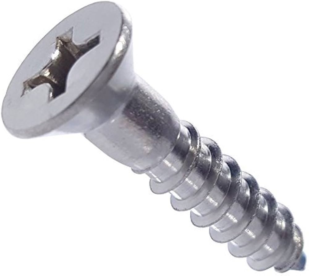 [100 PKG] Wood Screws Deep Thread Phillips Drive Flat Head 6 X 5/8