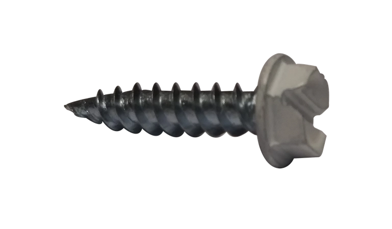 [10000 BULK] Self Piercing Screws | Indented Hex Washer Head | Slotted Drive | Steel White Painted | #7 X 1/2