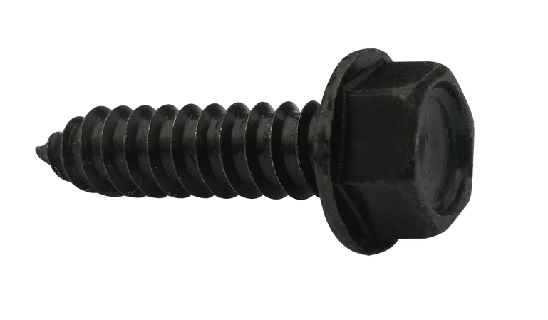[5000 BULK] Type AB Self Tapping Sheet Metal Screws | Indented Hex Washer Head | Unslotted Drive | 18/8 Stainless Steel Black Oxide | #8 X 1/2
