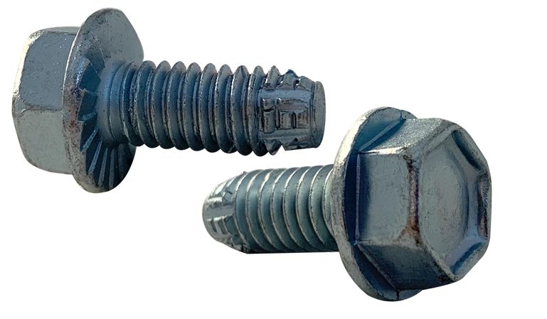 [3000 BULK] Type F Thread Cutting Screws | Indented Hex Washer Serrated Head | Unslotted | Steel Zinc & Bake Plated | #12-24 X 1
