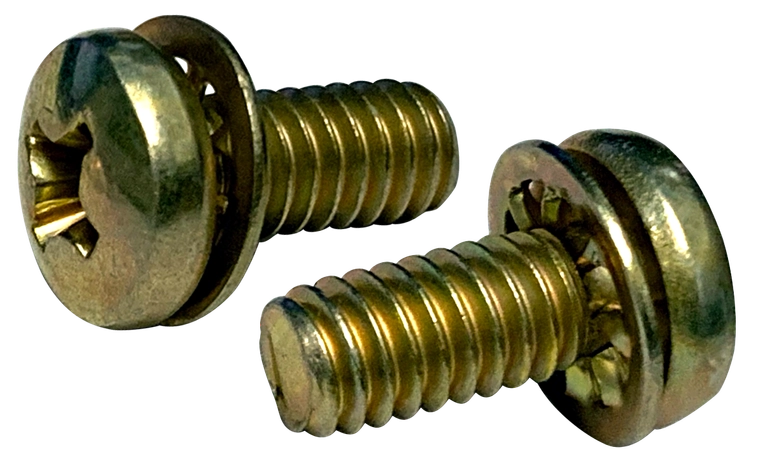 [10000 BULK] Internal Washer Sem Screws | Pan Head | Phillips Drive | Steel Zinc Yellow | #6-32 X 1/4