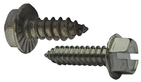 [5000 BULK] Type AB Self Tapping Sheet Metal Screws | Serrated Indented Hex Washer Head | Slotted Drive | 18/8 Stainless Steel | #6 X 1/2