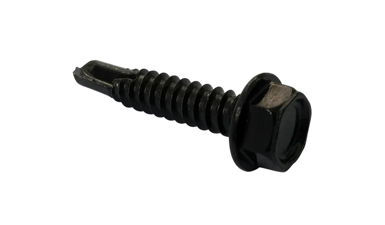 [2000 BULK] Self Drilling Screws Unslotted Indented Hex Washer #3 Point Steel Black Oxide 12 X 1 1/2