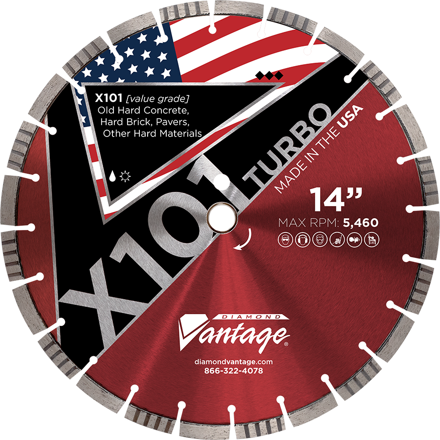 Diamond Vantage 2412ELZX1-1 | 24" x 0.125" Diamond Blade for Hard Material | X101 TURBO - HARD Materials